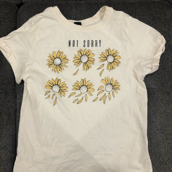 T-shirt says not sorry cream colour - Picture 1 of 2